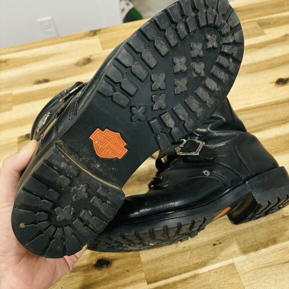 Harley-Davidson Men's Faded Glory Black Leather Motorcycle Riding Boots Size 10 - Picture 9 of 13